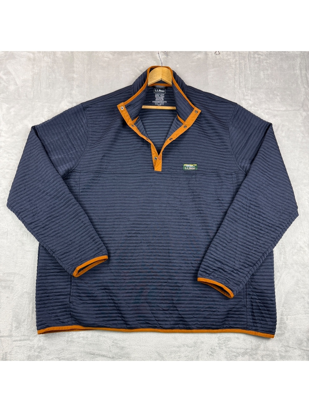L.L.Bean Men’s Airlight Knit Pullover Sweatshirt XXXL Tall Navy Ribbed Gorpcore